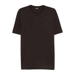 ZEGNA Logo Detail Crewneck T-Shirt Men BROWN T-Shirts